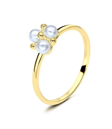 Pearl Gold Plated Silver Rings NSR-2831-GP
